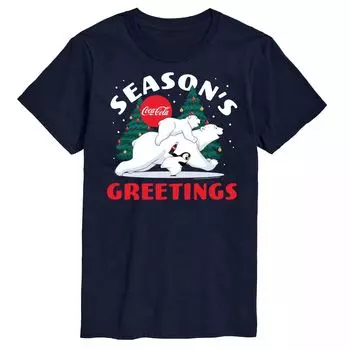 Футболка с рисунком Big & Tall Coca-Cola Seasons Greetings Licensed Character, синий