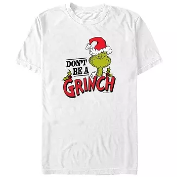 Футболка с рисунком Big & Tall Dr. Seuss Don't Be A Grinch Licensed Character, белый