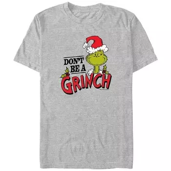 Футболка с рисунком Big & Tall Dr. Seuss Don't Be A Grinch Licensed Character, цвет Athletic Heather