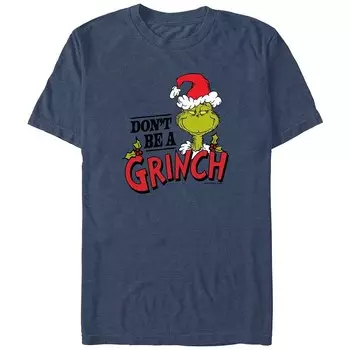 Футболка с рисунком Big & Tall Dr. Seuss Don't Be A Grinch Licensed Character, цвет Navy Heather