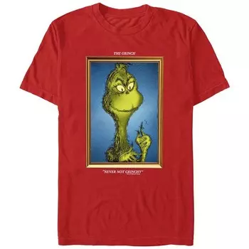 Футболка с рисунком Big & Tall Dr. Seuss Grinch Never Not Grinchy Licensed Character, красный