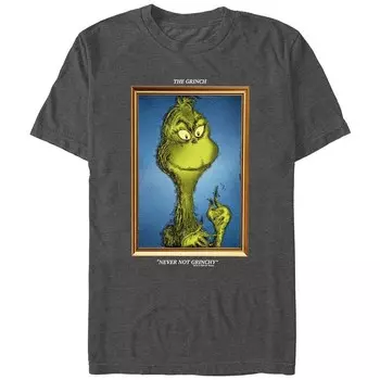 Футболка с рисунком Big & Tall Dr. Seuss Grinch Never Not Grinchy Licensed Character, цвет Charcoal Heather