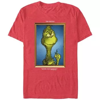 Футболка с рисунком Big & Tall Dr. Seuss Grinch Never Not Grinchy Licensed Character, цвет Red Heather