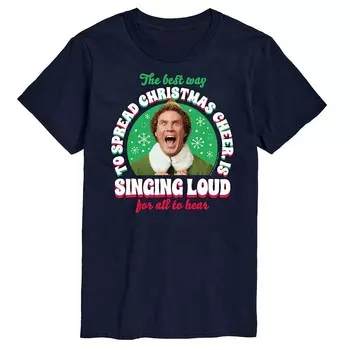 Футболка с рисунком Big & Tall Elf Singing Elf Licensed Character, темно-синий