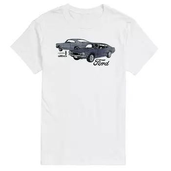 Футболка с рисунком Big & Tall Ford Galaxie и Maverick Licensed Character, белый