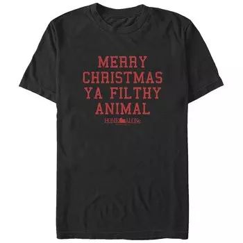 Футболка с рисунком Big & Tall Home Alone Merry Christmas Ya Filthy Animal Licensed Character, черный