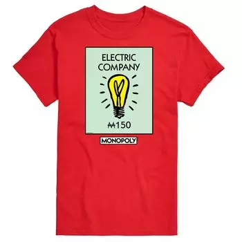 Футболка с рисунком Big & Tall Monopoly Electric Company Licensed Character, красный
