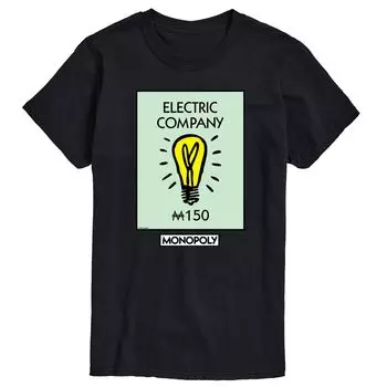 Футболка с рисунком Big & Tall Monopoly Electric Company Licensed Character, черный
