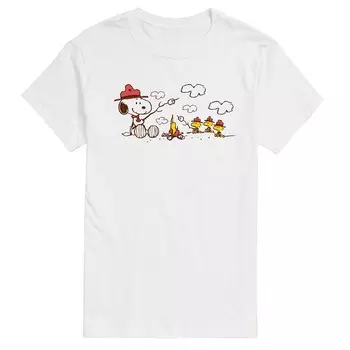 Футболка с рисунком Big & Tall Peanuts Beagle Scouts Bonfire & S'mores Licensed Character, белый