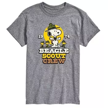 Футболка с рисунком Big & Tall Peanuts Beagle Scouts Crew Licensed Character, цвет Heather Gray