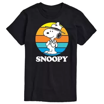 Футболка с рисунком Big & Tall Peanuts Beagle Scouts Snoopy Sunset Licensed Character, черный