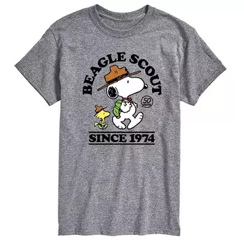 Футболка с рисунком Big & Tall Peanuts Beagle Scouts с 1974 года Licensed Character, цвет Heather Gray