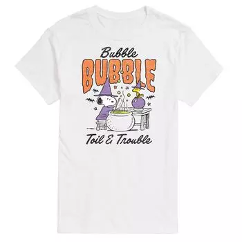 Футболка с рисунком Big & Tall Peanuts Bubble Toil Trouble Licensed Character, белый
