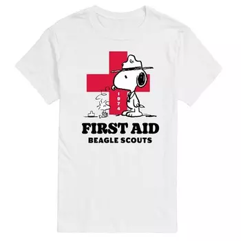 Футболка с рисунком Big & Tall Peanuts First Aid Beagle Scouts Licensed Character, белый
