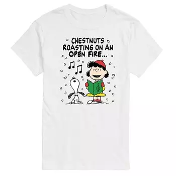 Футболка с рисунком Big & Tall Peanuts Lucy & Snoopy Christmas Carol Licensed Character, белый