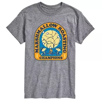 Футболка с рисунком Big & Tall Peanuts Marshmallow Roasting Champions Licensed Character, цвет Heather Gray