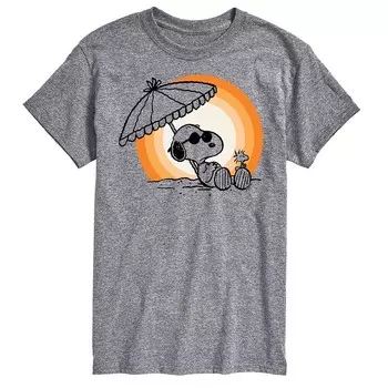 Футболка с рисунком Big & Tall Peanuts Snoopy Sunset Licensed Character, серый