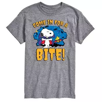 Футболка с рисунком Big & Tall Peanuts Snoopy Come In To Tie Licensed Character, серый