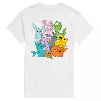 Футболка с рисунком Big & Tall Pokemon Every Eeveelution Licensed Character, белый