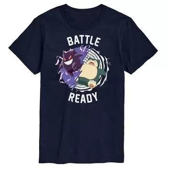 Футболка с рисунком Big & Tall Pokemon Snorlax "Battle Ready" Licensed Character, темно-синий