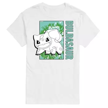 Футболка с рисунком Big & Tall Pokmon Tie Dye Bulbasaur Pokemon, белый