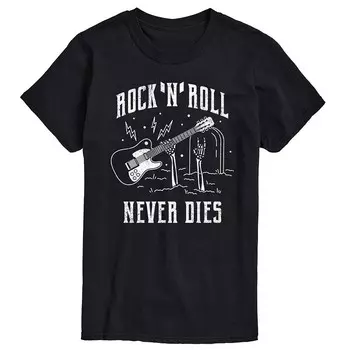 Футболка с рисунком Big & Tall Rock N Roll Never Dies Licensed Character, черный