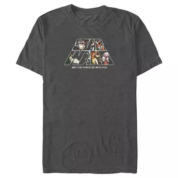 Футболка с рисунком Big & Tall Star Wars May The Force Be With You Licensed Character, цвет Charcoal Heather