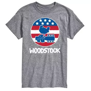 Футболка с рисунком Big & Tall Woodstock Americana License, серый