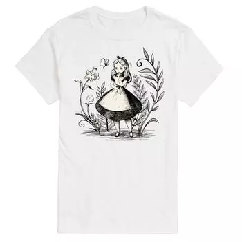 Футболка с рисунком «Большая и высокая Алиса в Стране чудес» Disney's Alice, White License, белый