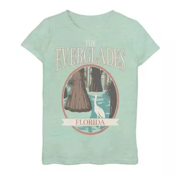 Футболка с рисунком болотного журавля для девочек 7–16 лет The Everglades Florida Licensed Character