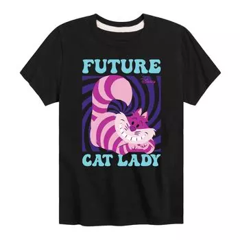 Футболка с рисунком «Будущая кошатница» для мальчиков 8–20 лет «Чеширский кот» Disney's «Алиса в стране чудес» Disney, черный