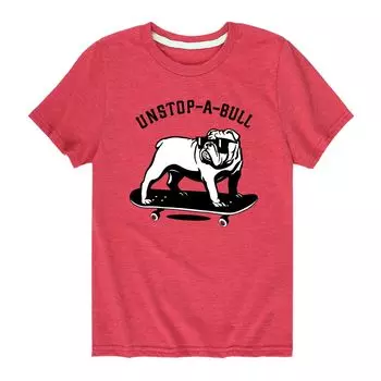 Футболка с рисунком Bulldog для скейтбординга для мальчиков 8–20 лет Licensed Character, красный