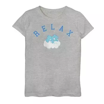 Футболка с рисунком Care Bears Center для девочек 7–16 лет, перед сном, Bear Relax Licensed Character, цвет Athletic Heather