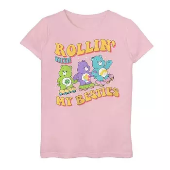 Футболка с рисунком Care Bears Rolling With My Besties для девочек 7–16 лет Licensed Character, розовый