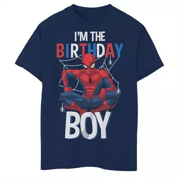 Футболка с рисунком «Человек-паук Marvel I’m the Birthday Boy Husky» для мальчиков Licensed Character, темно-синий