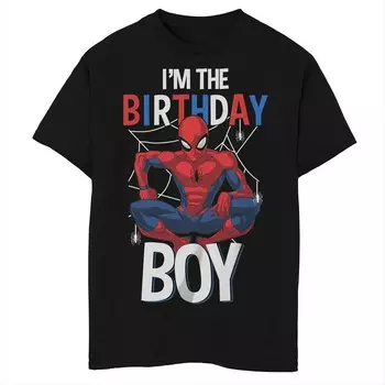 Футболка с рисунком «Человек-паук Marvel I’m the Birthday Boy Husky» для мальчиков Licensed Character, черный