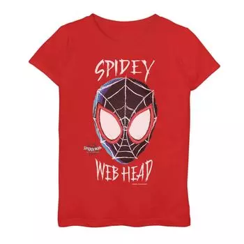Футболка с рисунком «Человек-паук: Вселенные» для девочек 7–16 лет «Miles Spidey Web Head» Licensed Character
