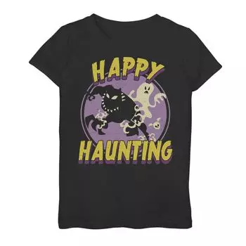 Футболка с рисунком «Чёрная пантера Marvel» для девочек 7–16 лет «Happy Haunting Halloween» Marvel
