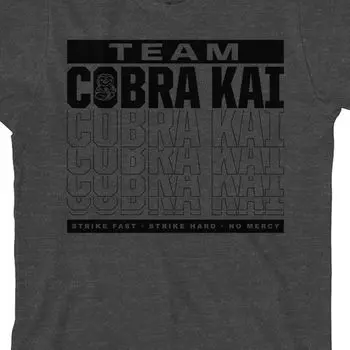Футболка с рисунком Cobra Kai Team для мальчиков 8–20 лет Cobra Kai Licensed Character