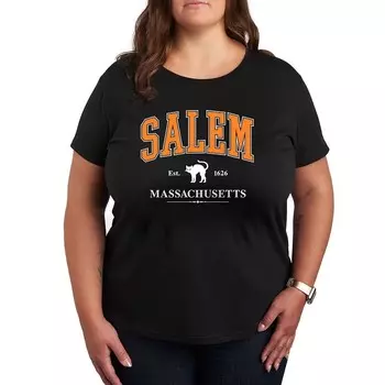 Футболка с рисунком Collegiate Salem Massachusetts больших размеров Licensed Character, черный