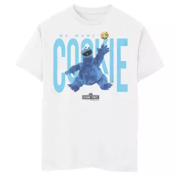 Футболка с рисунком Cookie Monster Me Want A Cookie для мальчиков 8–20 лет Licensed Character