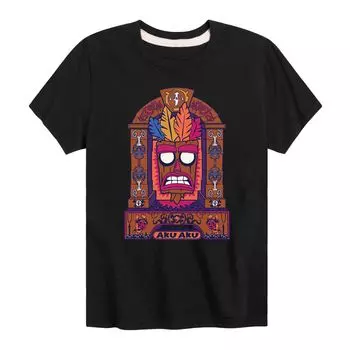Футболка с рисунком Crash Bandicoot Aku Aku для мальчиков 8–20 лет Licensed Character, черный