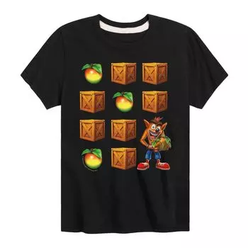 Футболка с рисунком Crash Bandicoot Crates для мальчиков 8–20 лет Licensed Character, черный