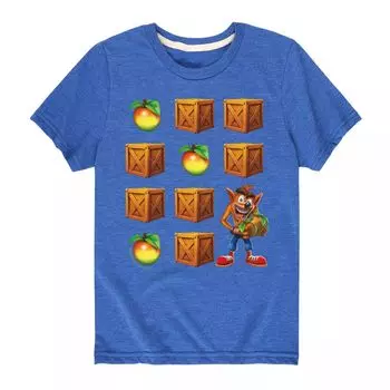 Футболка с рисунком Crash Bandicoot Crates для мальчиков 8–20 лет Licensed Character, синий