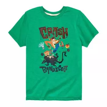 Футболка с рисунком Crash Bandicoot для мальчиков 8–20 лет Licensed Character, зеленый