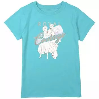 Футболка с рисунком цвета металлик для девочек 8–20 лет Disney's Frozen Anna Elsa Olaf Royal Courage обычного размера и размера плюс Disney