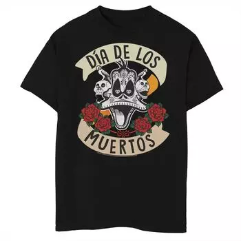 Футболка с рисунком Даффи Дак для мальчиков 8–20 лет Looney Tunes Dia De Los Muertos Licensed Character