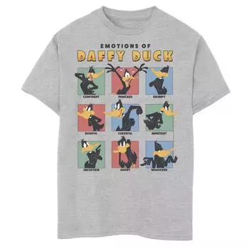 Футболка с рисунком Даффи Дак для мальчиков 8–20 лет Looney Tunes Emotions Of Daffy Duck Licensed Character