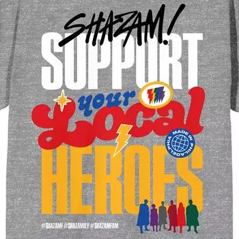 Футболка с рисунком DC Comics Shazam Fury Of The Gods для юниоров «Поддержите своих местных героев» Licensed Character
