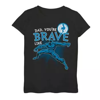 Футболка с рисунком «День отца» для девочек 7–16 лет «Marvel Black Panther Brave Dad» Marvel